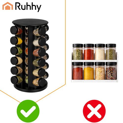 Kryddburkar 20-pack 90 ml – Roterande Kryddställ med Etiketter & Tratt - Bild 6