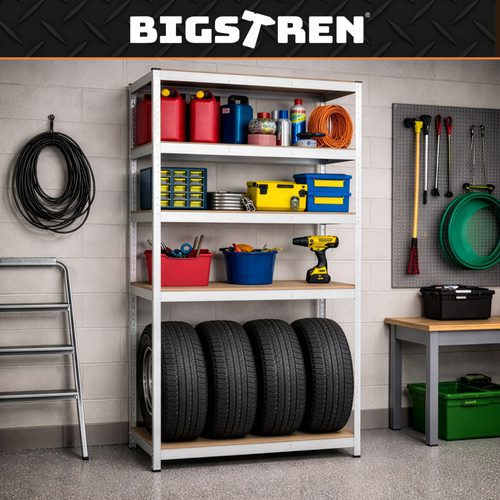 Förvaringshylla 180 x 100 x 60 cm – Metallhylla med 5 Justerbara Hyllplan, 3-i-1 & 1000 kg - Bild 5