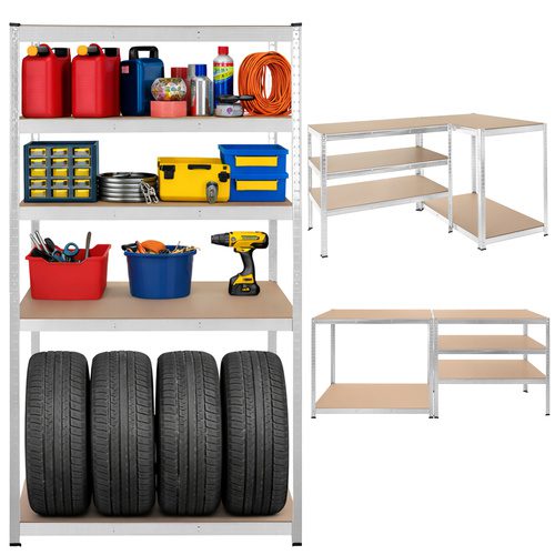 Förvaringshylla 180 x 100 x 60 cm – Metallhylla med 5 Justerbara Hyllplan, 3-i-1 & 1000 kg - Bild 4