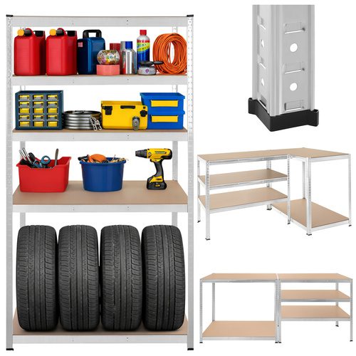Förvaringshylla 180 x 100 x 60 cm – Metallhylla med 5 Justerbara Hyllplan, 3-i-1 & 1000 kg