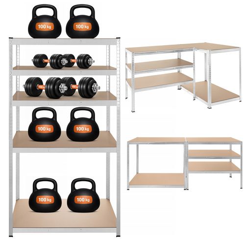 Förvaringshylla 180 x 100 x 60 cm – Metallhylla med 5 Justerbara Hyllplan, 3-i-1 & 1000 kg - Bild 8