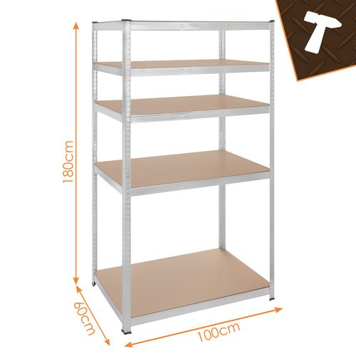 Förvaringshylla 180 x 100 x 60 cm – Metallhylla med 5 Justerbara Hyllplan, 3-i-1 & 1000 kg - Bild 3