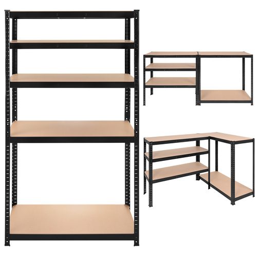 Alternative view of Förvaringshylla 180 x 90 x 40 cm – Metallhylla med 5 Justerbara Hyllplan, 1000 kg