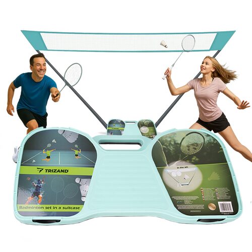 Badmintonset med Nät – 2 Racketar, 2 Fjäderbollar & Förvaringsväska - Bild 4