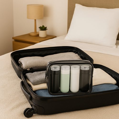 Resekosmetikväska med 4 Flaskor – Flygnecessär för Handbagage - Bild 3