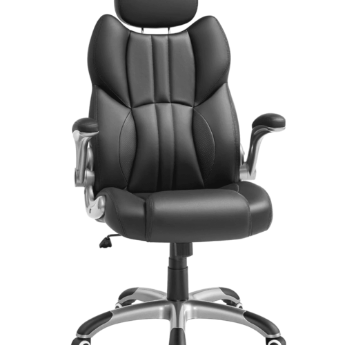 Ergonomisk Svart Kontorsstol - Justerbart Nackstöd, Fällbara Armstöd, 150 kg Belastning