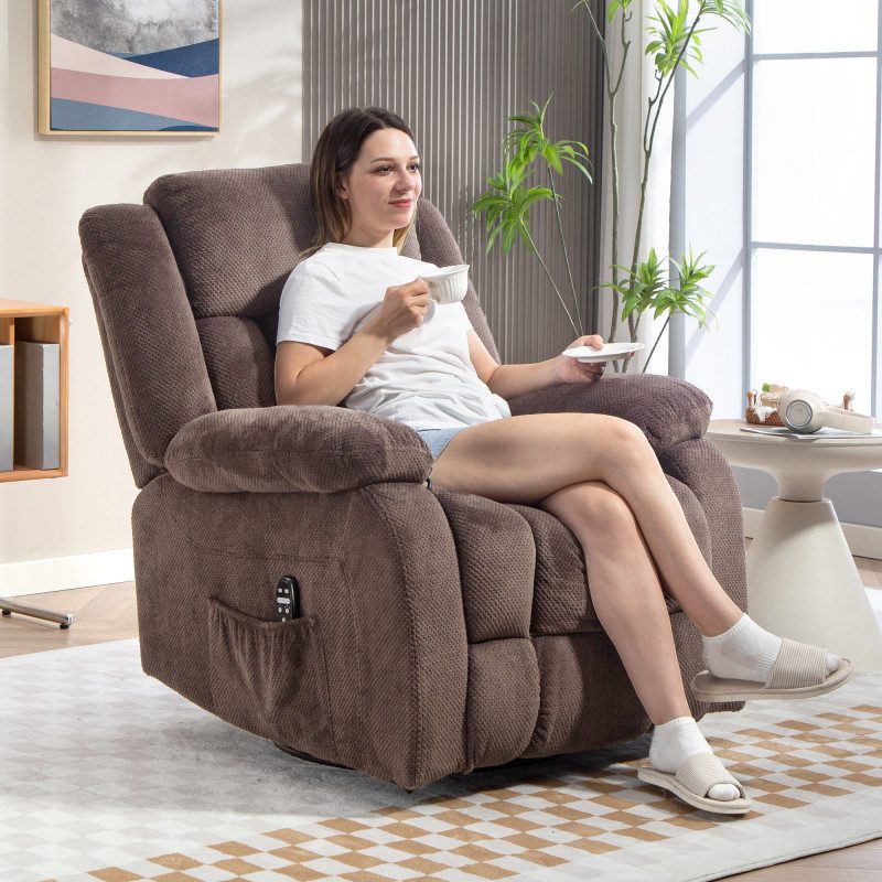 Fåtölj med Massage & Värme – Brun Sammet, 92 x 92 x 102 cm