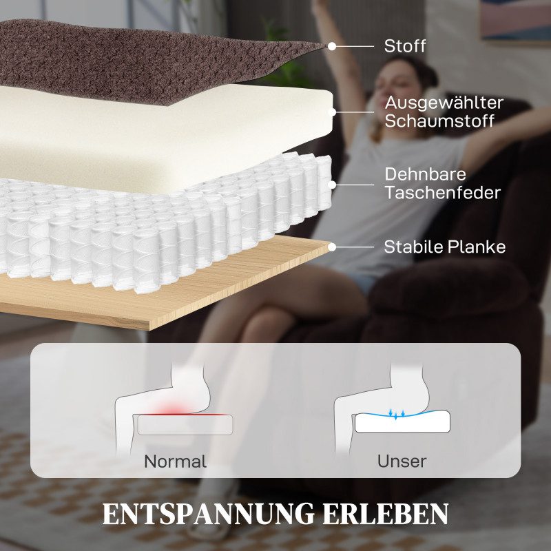 Fåtölj med Massage & Värme – Brun Sammet, 92 x 92 x 102 cm