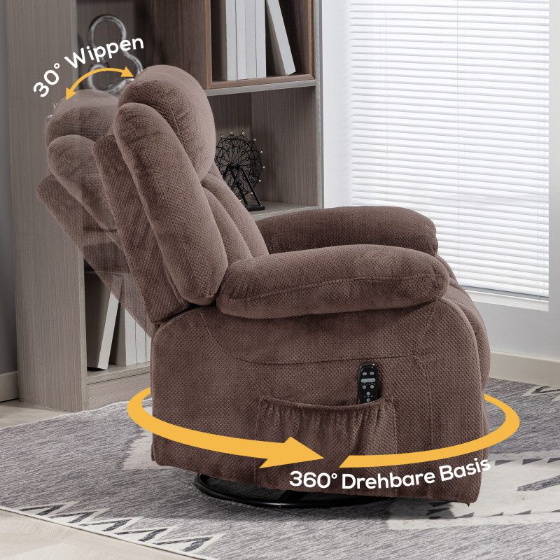 Fåtölj med Massage & Värme – Brun Sammet, 92 x 92 x 102 cm