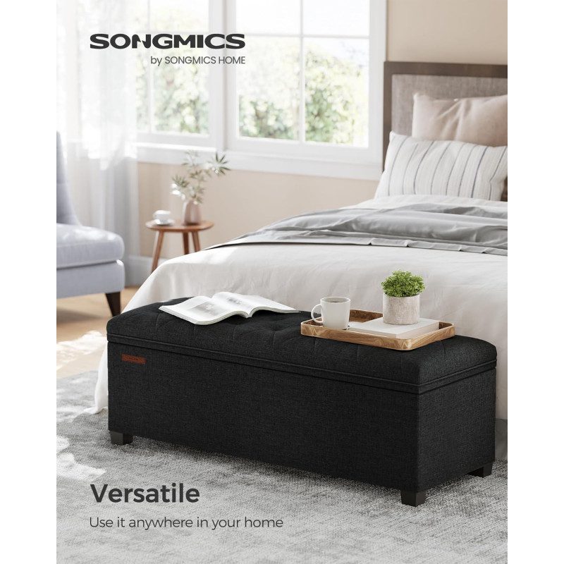 Förvaringsbänk 110 cm – Tuftad Sittbänk med 103 L Volym och 300 kg Kapacitet