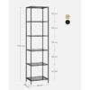 Förvaringshylla 6 Plan – Svart Metall och Glas, 40 x 30 x 177,3 cm