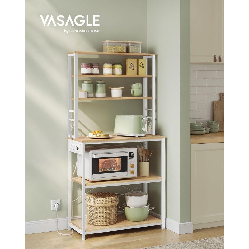 Förvaringshylla för Kök med Strömuttag – 6 Plan, 40 x 80 x 167 cm