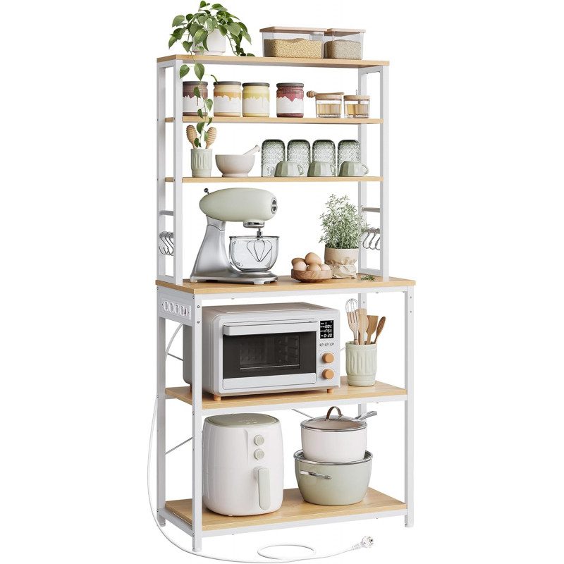 Förvaringshylla för Kök med Strömuttag – 6 Plan, 40 x 80 x 167 cm