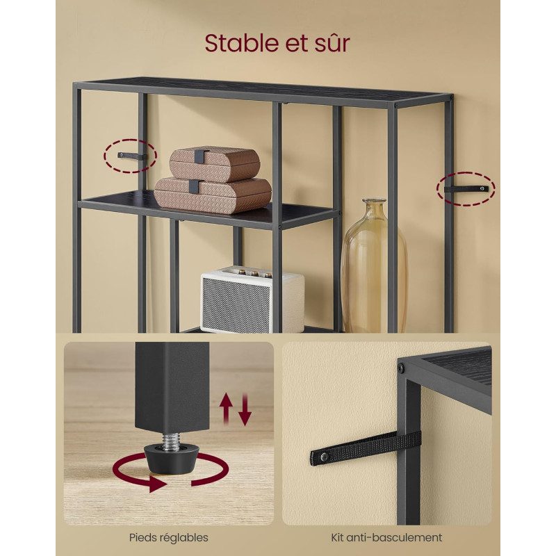 Förvaringshylla med 4 Hyllplan – Svart, 30x100x103 cm