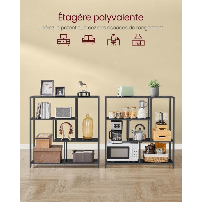 Förvaringshylla med 4 Hyllplan – Svart, 30x100x103 cm