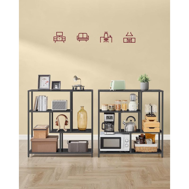 Förvaringshylla med 4 Hyllplan – Svart, 30x100x103 cm