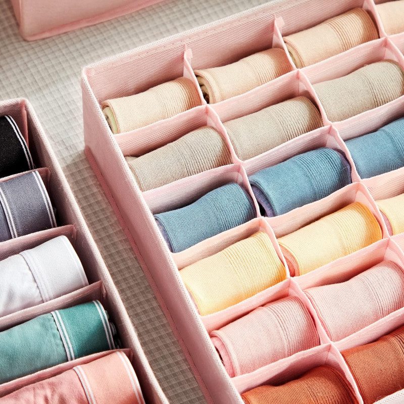 Förvaringslådor för Underkläder – Set om 8, Rosa