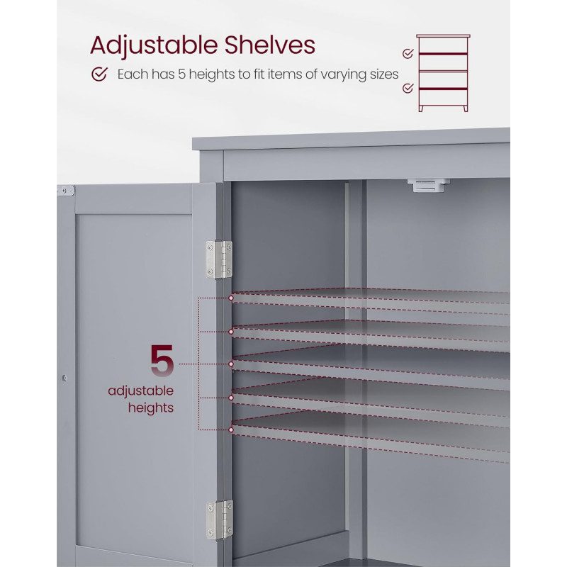 Förvaringsskåp 60 × 30 × 110 cm med 2 stora skåp – ljusgrå