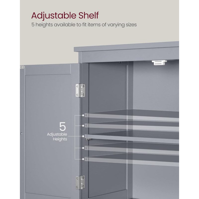 Förvaringsskåp 60 × 30 × 110 cm med skåp + 2 stora lådor – grå