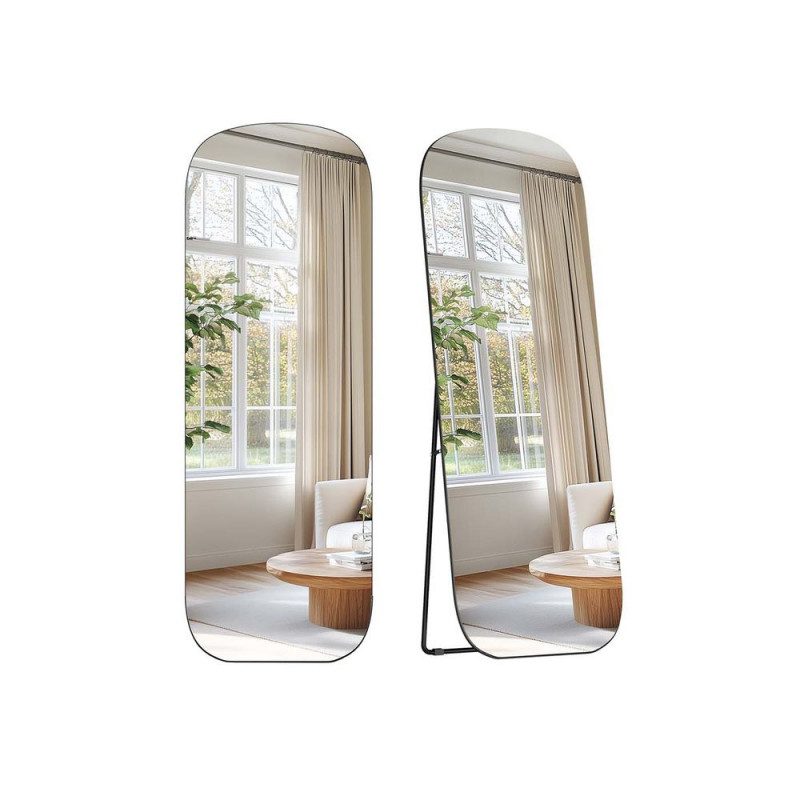 Fristående Golvspegel – 160 x 50 cm, Bläcksvart Ram i Aluminium