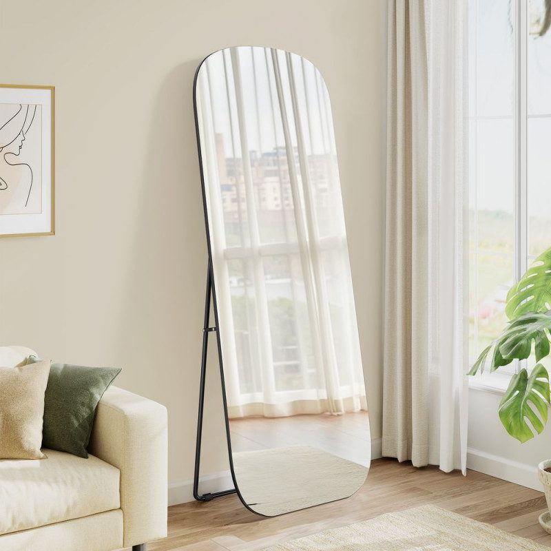 Fristående Golvspegel – 160 x 50 cm, Bläcksvart Ram i Aluminium