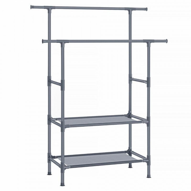 Grå Klädställning med 2 Hyllplan i Metall