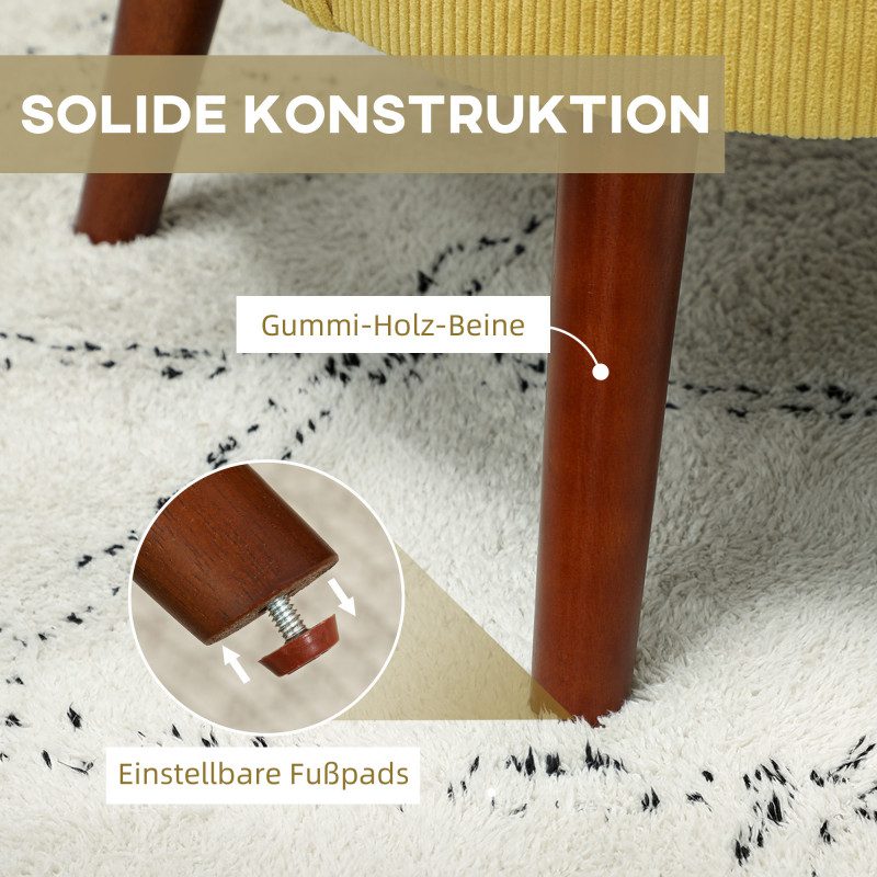 Gul Manchester Fåtölj med Vingrygg och Träben – Modern Design