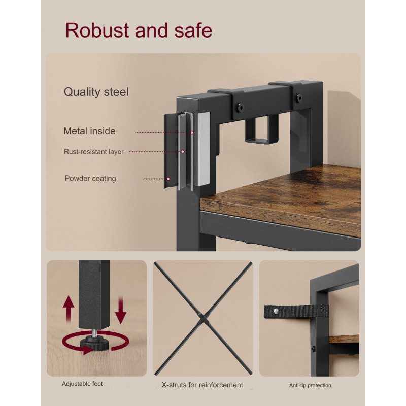 Hallmöbel 4-i-1 med klädhängare, sittbänk och skohylla – vintage brun, 40 × 120 × 190 cm