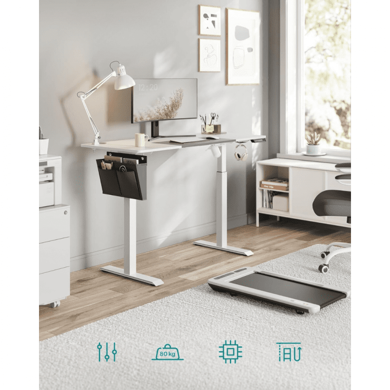 Höj- och sänkbart elskrivbord 140×60 – vit, 72–120 cm