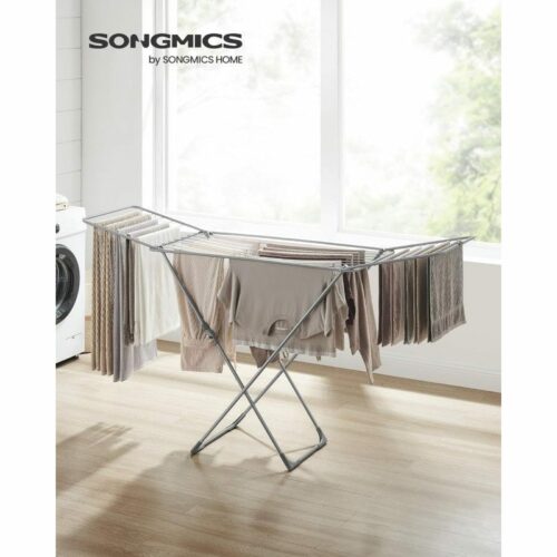 Hopfällbar Torkställning – Grå, 182 × 50 × 102 cm