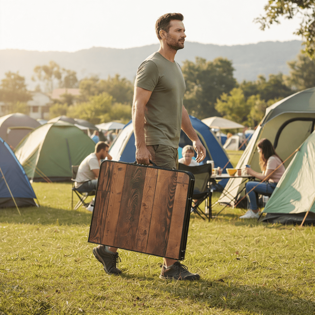 Hopfällbart trädgårdsbord med 4 stolar – komplett set för smidig uteplats
