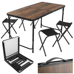 Hopfällbart trädgårdsbord med 4 stolar – komplett set för smidig uteplats