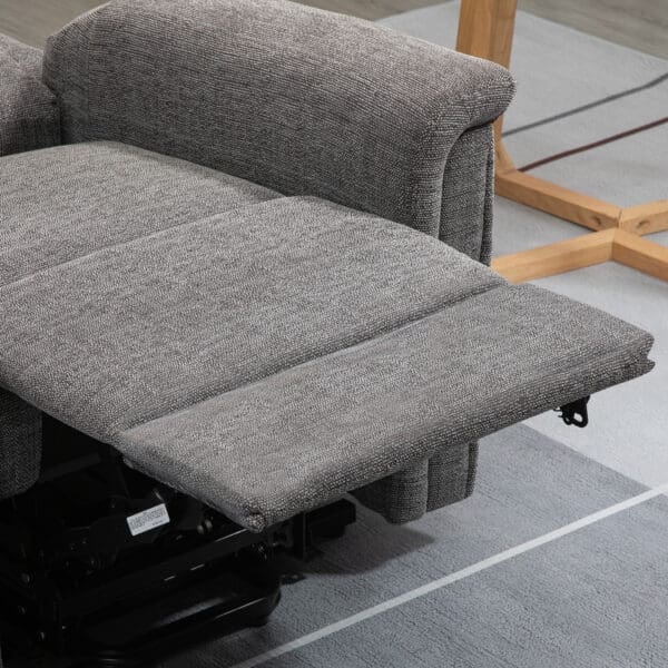 Elektrisk vilfåtölj med ståhjälp och full recline – grå linnelook, fjärrstyrd komfort för maximal avkoppling - Bild 9