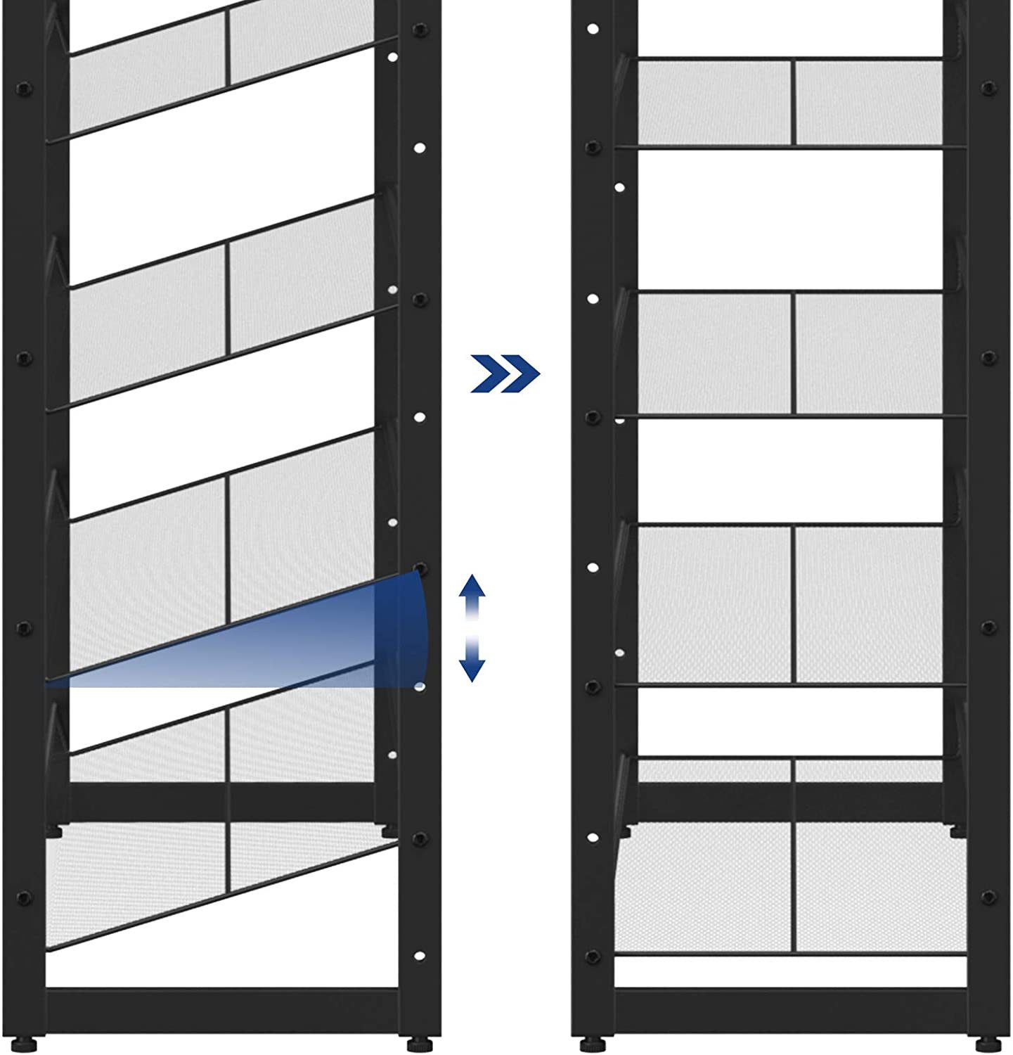 XL Skoställ i Metall 92,5×30,7×223 cm – Stapelbar Förvaring med Dubba Näthyllor