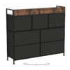 Industriell byrå i vintage brun-svart med 7 tyglådor, 98×28,5×85 cm