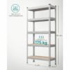 Källarhyllor i Metall – 75 × 30 × 150 cm, Max 875 kg, Silver