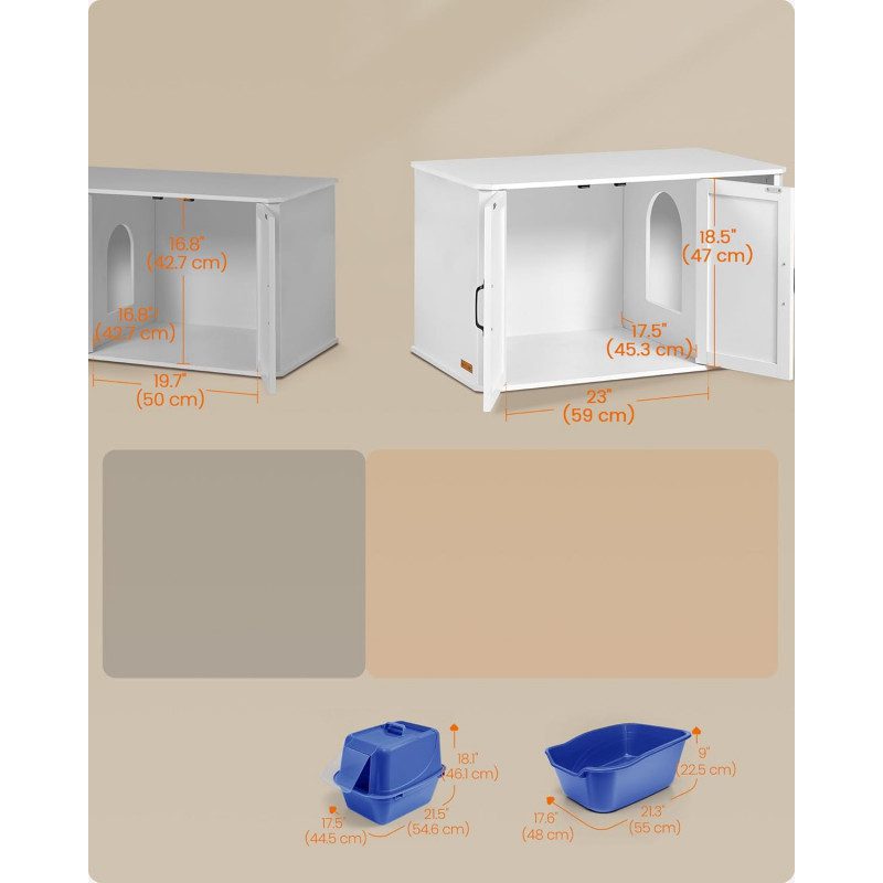 Katthus i Vit Trä – Dubbeldörr, 85 x 48,5 x 50 cm