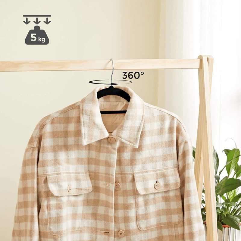 Klädgalgar 20-pack Sammet Halkfria Galge Svart