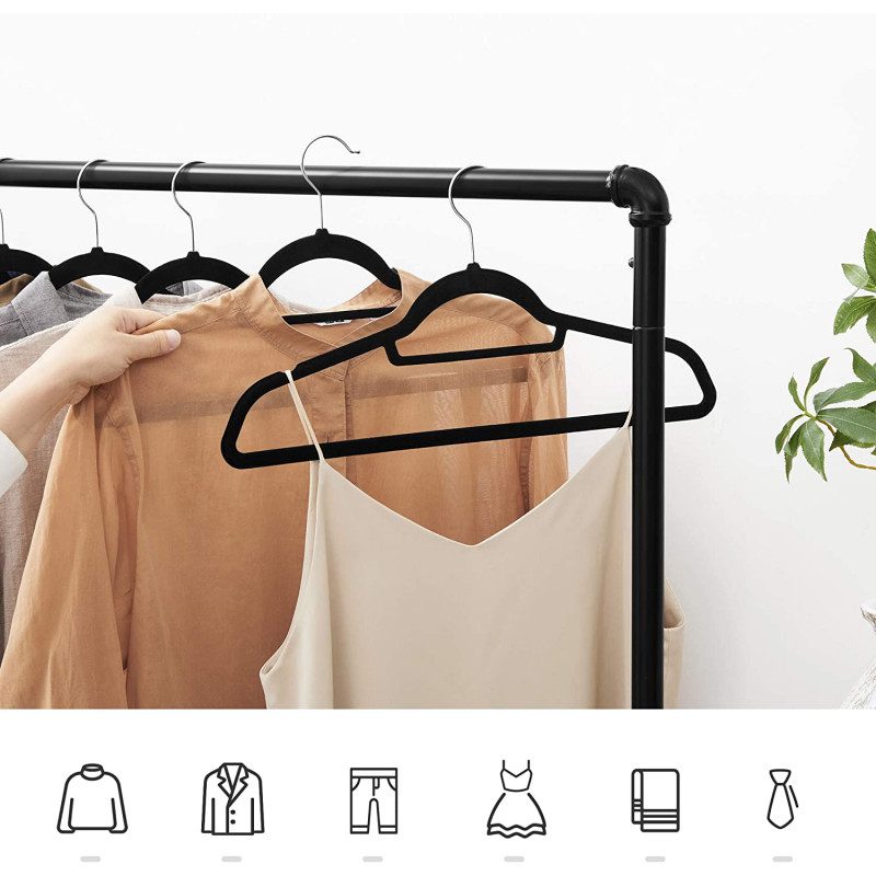 Klädgalgar 20-pack Sammet Halkfria Galge Svart