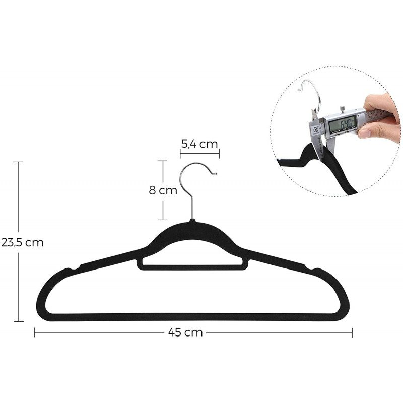 Klädgalgar 20-pack Sammet Halkfria Galge Svart