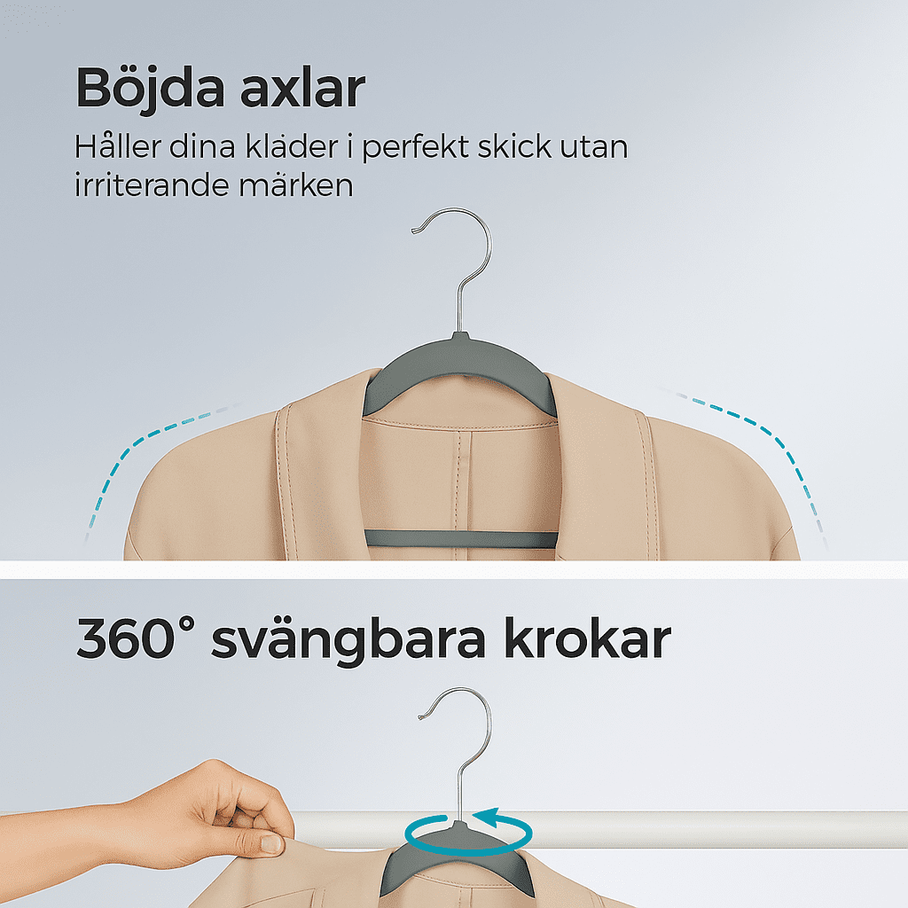 Klädgalgar 30-pack i sammet – halkfria och utrymmeseffektiva