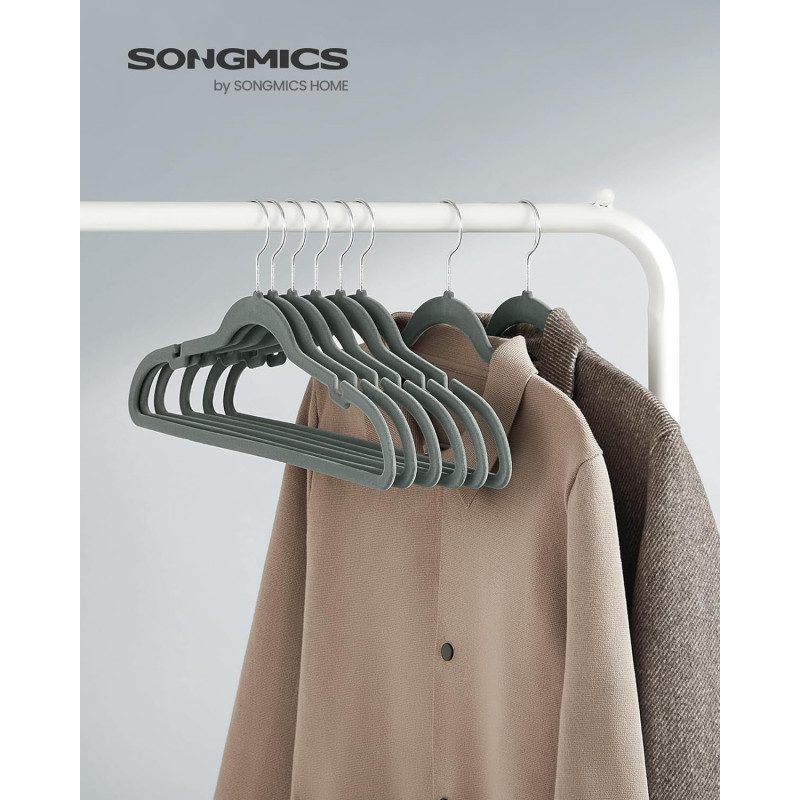 Klädgalgar 30-pack Sammet Halkfria 43 cm (L) Grå