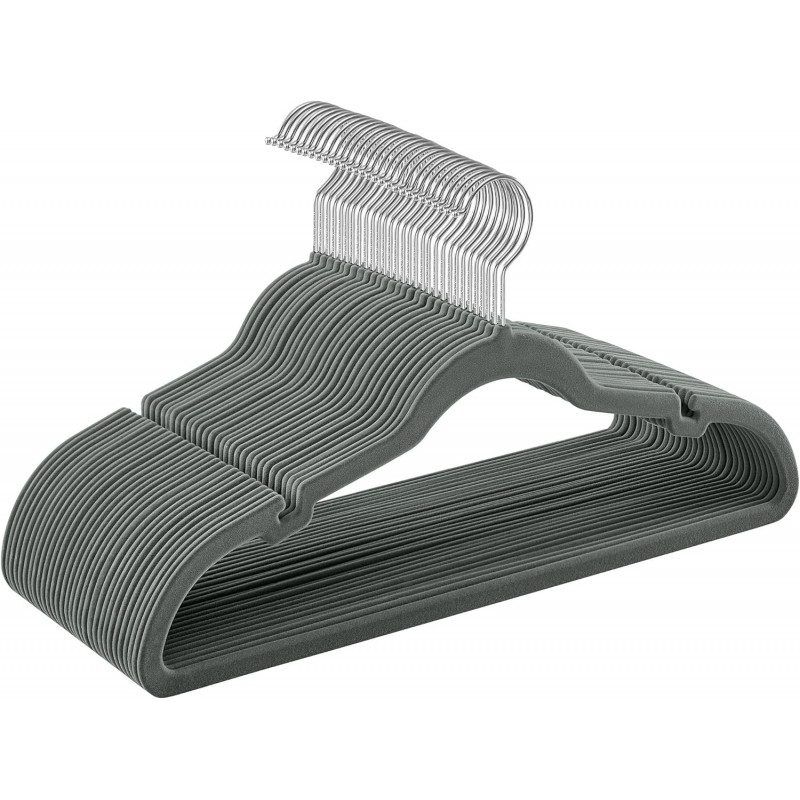Klädgalgar 30-pack Sammet Halkfria 43 cm (L) Grå