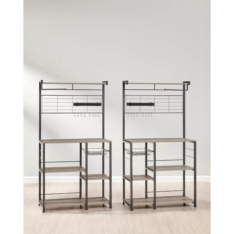 Köksmodul 90 × 42 × 167,4 cm med arbetsbänk, hyllor, krokar, rullhållare och knivmagnet