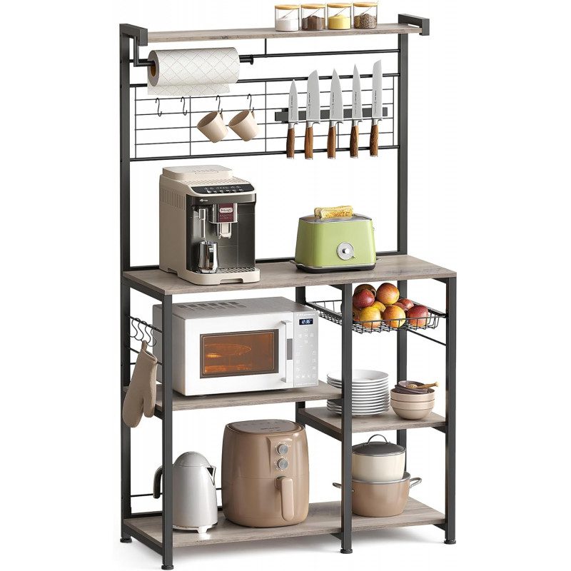 Köksmodul 90 × 42 × 167,4 cm med arbetsbänk, hyllor, krokar, rullhållare och knivmagnet