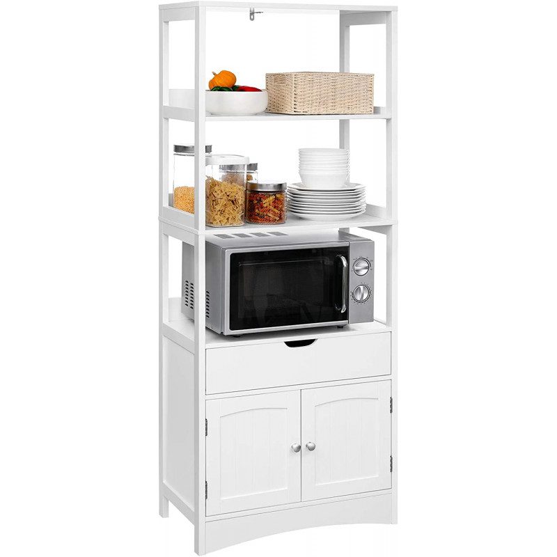 Kombinerat förvaringsskåp med tre öppna hyllor, 60 × 32,5 × 154 cm