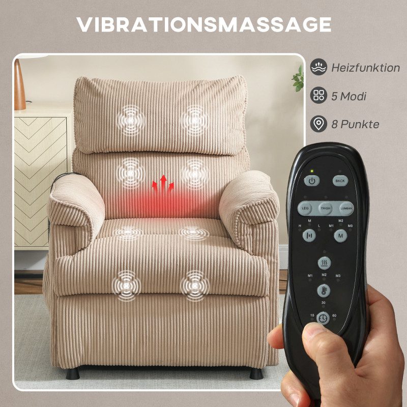 Komfort Massagefåtölj med Vibrationsmassage och Värme