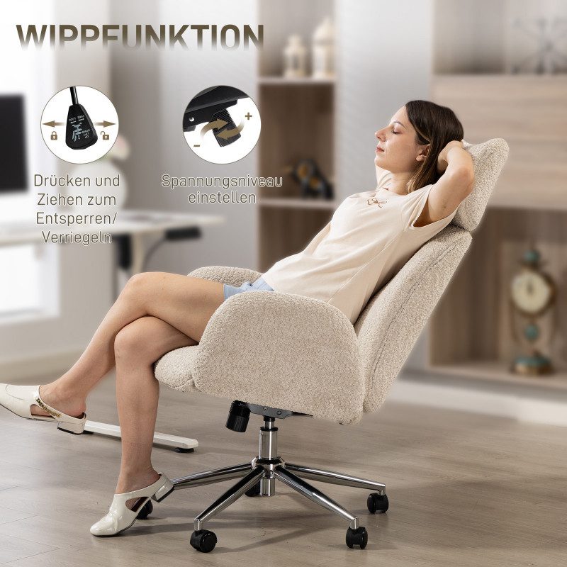 Kontorsstol i Gråvit Teddy – Ergonomisk Design & Justerbart Nackstöd