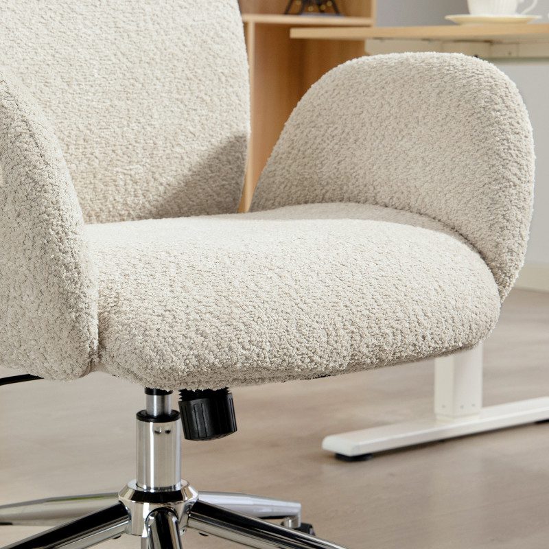 Kontorsstol i Gråvit Teddy – Ergonomisk Design & Justerbart Nackstöd