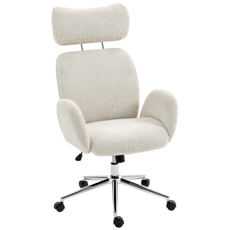 Kontorsstol i Gråvit Teddy – Ergonomisk Design & Justerbart Nackstöd